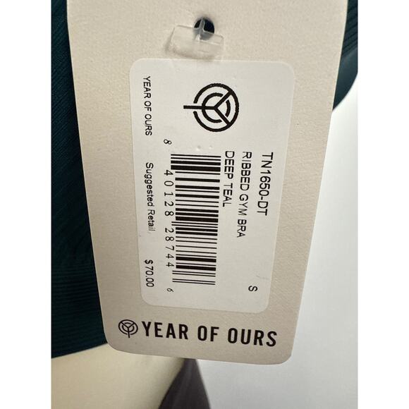 Year of Ours Sports Bra Ribbed Womens Small Teal Scoop Neck Medium Impact - Picture 6 of 7